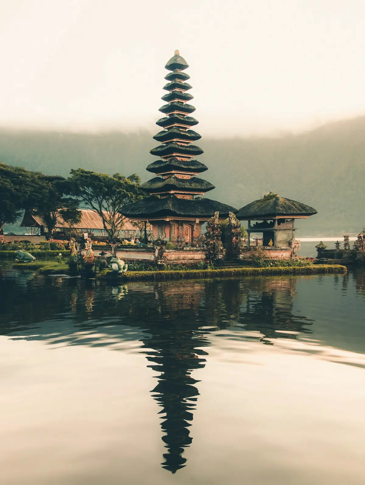 Ulun Danu Beratan Temple floating on Lake Bratan, Bali